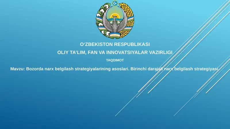Bozordanarxbelgilashstrategiyalariningasoslari.Birinchidarajalinarxbelgilashstrategiyasi