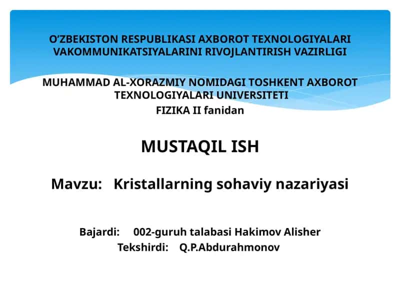 Kristallarning sohaviy nazariyasi