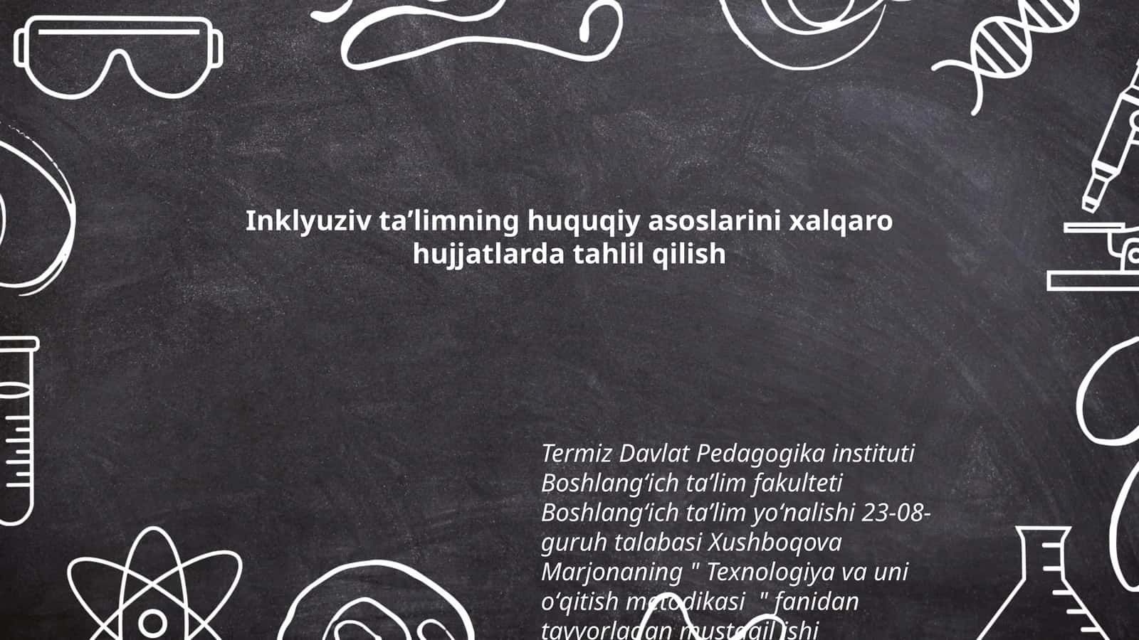Texnologiya va uni oʻqitish metodikasi