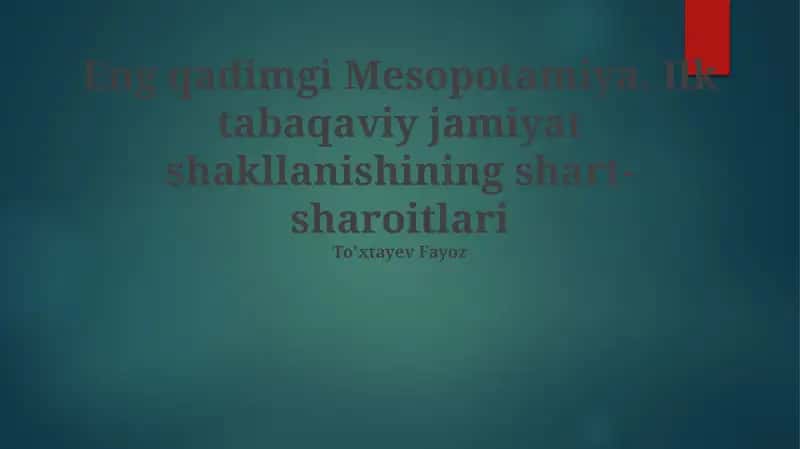 Eng qadimgi Mesopotamiya