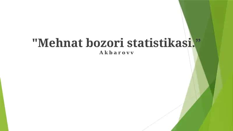 Mehnat bozori statistikasi