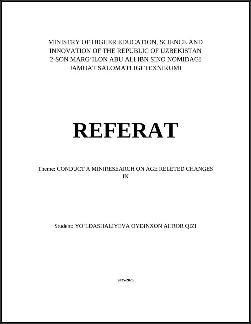 MINIRESEARCH ON AGE RELETED CHANGES