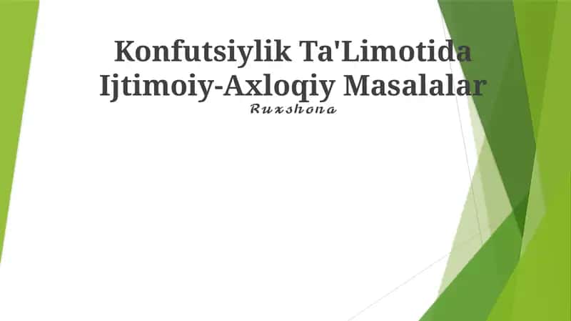 Konfutsiylik Ta'Limotida Ijtimoiy-Axloqiy Masalalar