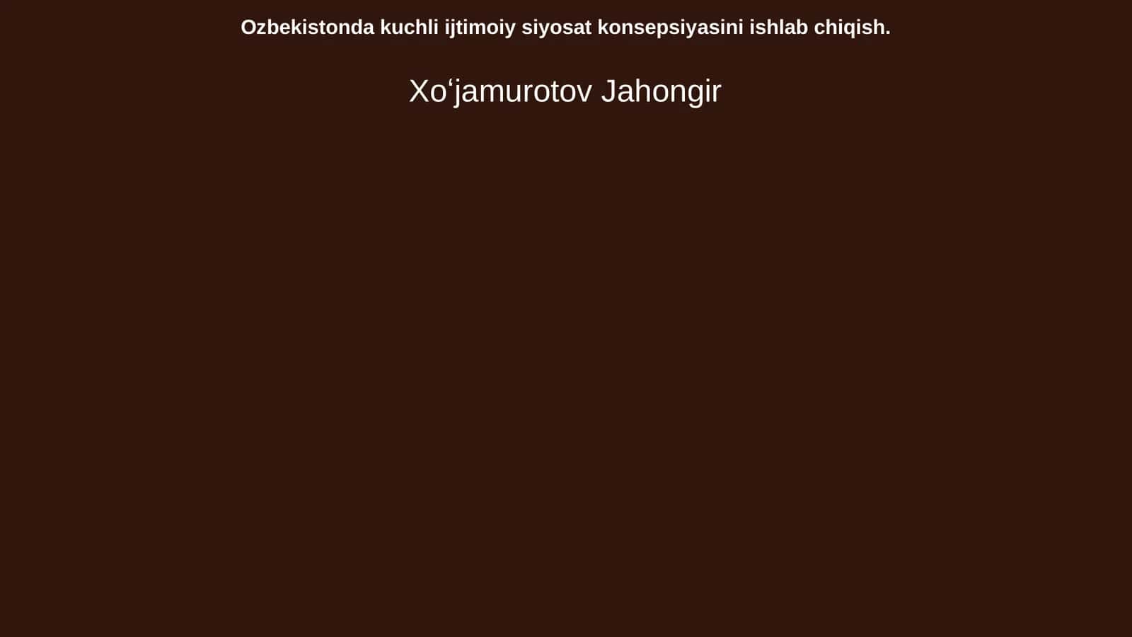 Ozbekistonda kuchli ijtimoiy siyosat konsepsiyasini ishlab chiqish