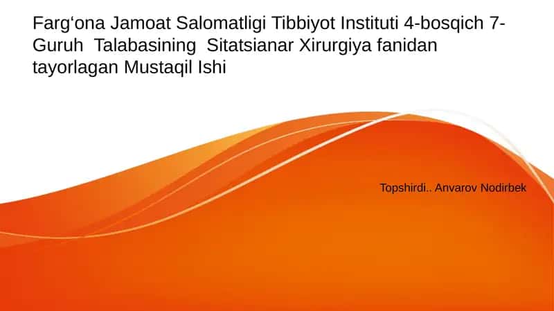 O‘TKIR TOSHLI XOLESISTIT