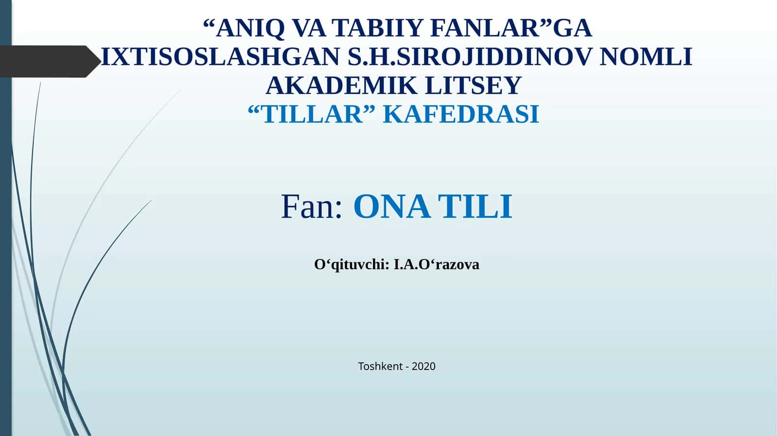 IIKINCHI DARAJALI BO‘LAKLAR YUZASIDAN AMALIY MASHG‘ULOT