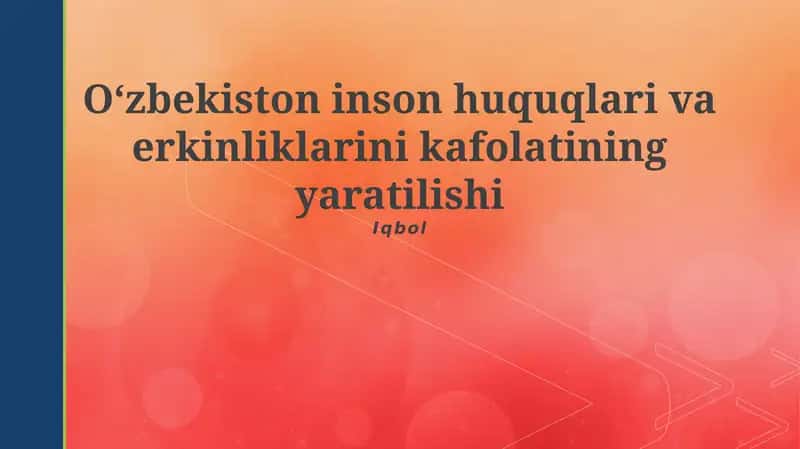 O'zbekiston inson huquqlari va erkinliklarini kafolatining yaratilishi