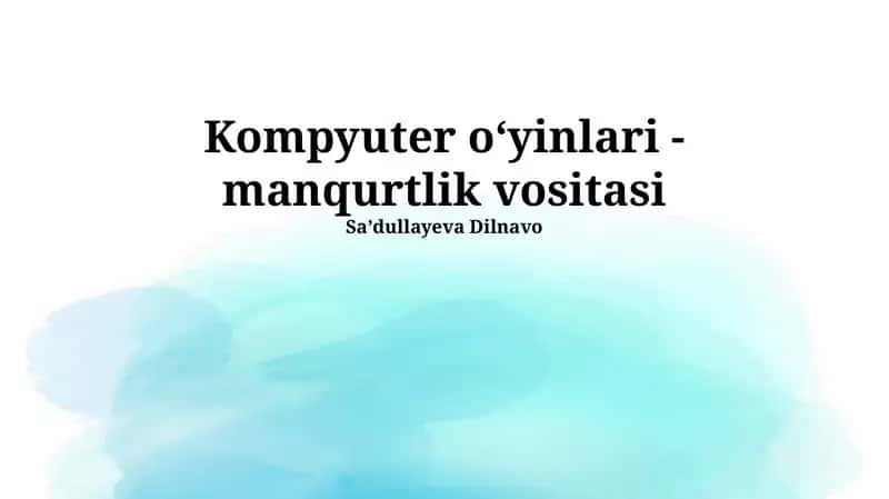 Kompyuter oʻyinlari - manqurtlik vositasi