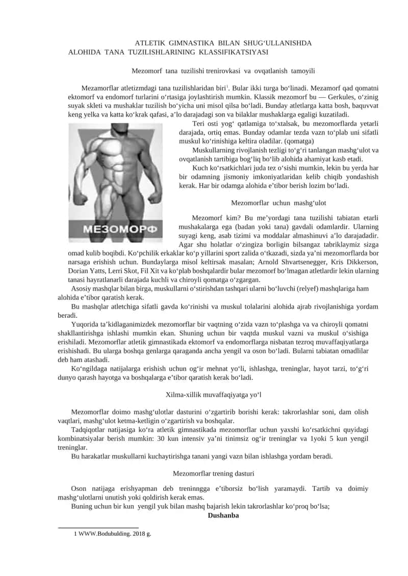ATLETIK GIMNASTIKA BILAN SHUG‘ULLANISHDA