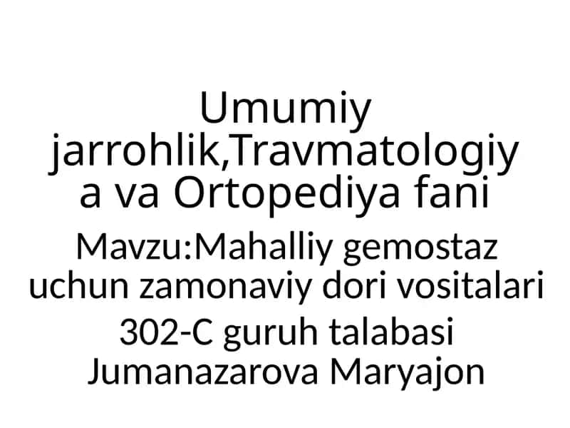 Umumiy jarrohlik, Travmatologiya va Ortopediya fani