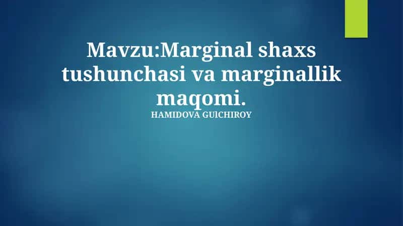 Marginal shaxs tushunchasi va marginallik maqomi