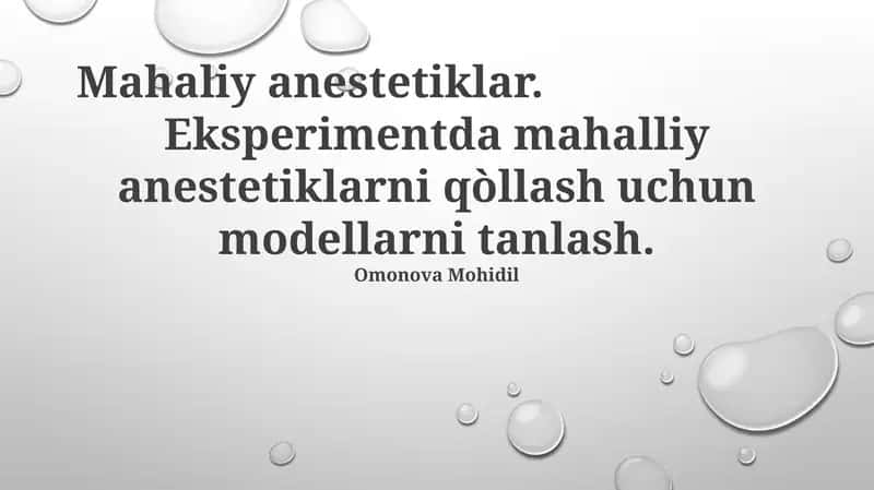 Mahaliy anestetiklar