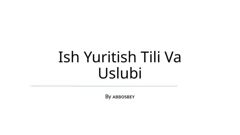 Ish Yuritish Tili Va Uslubi