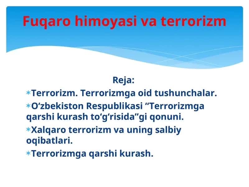 Terrorizm va uning oqibatlari