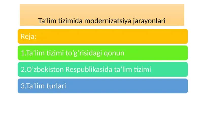 Ta’lim tizimida modernizatsiya jarayonlari