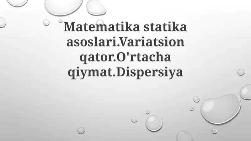 Matematika statistikasi asoslari