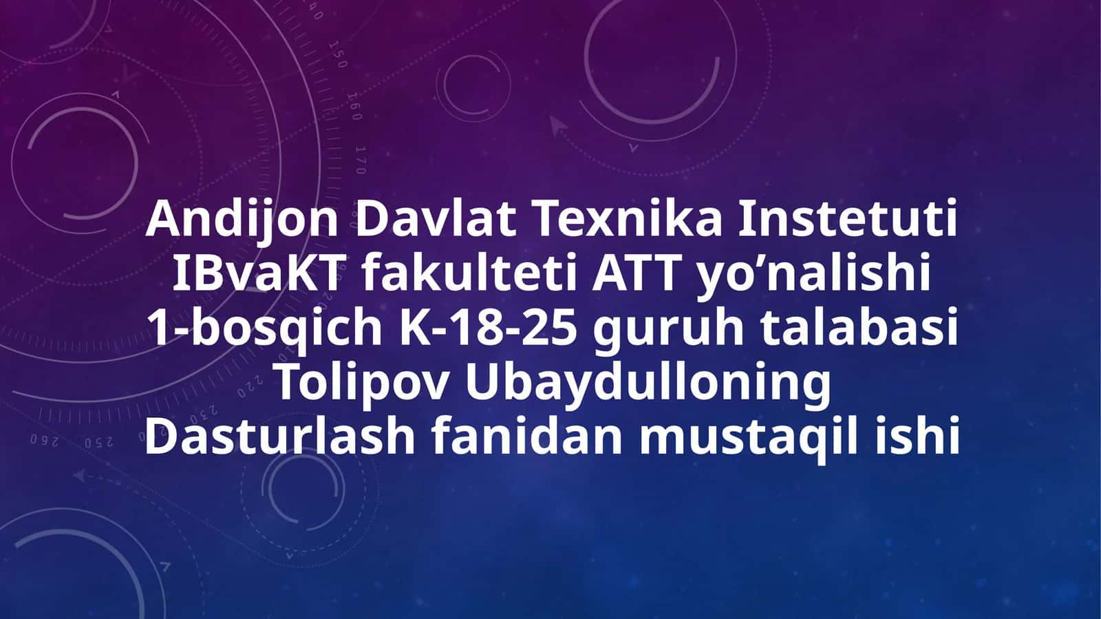 Konstruktorlar va Desktruktorlar ishlash tamoyili