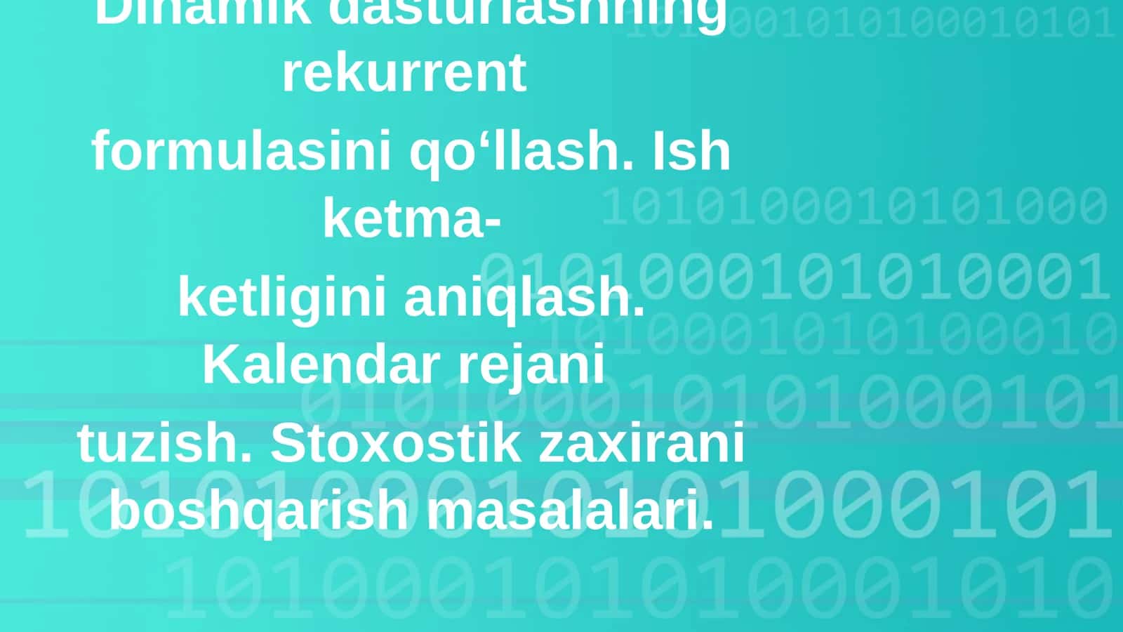 Zaxirani boshqarish masalasi