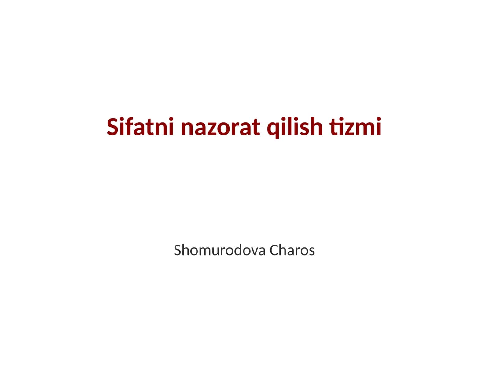 Sifatni nazorat qilish tizmi