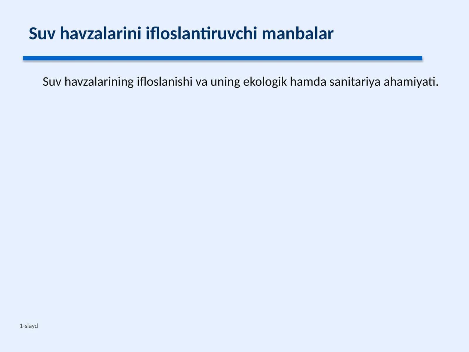 Suv havzalarini ifloslanishini aniqlash