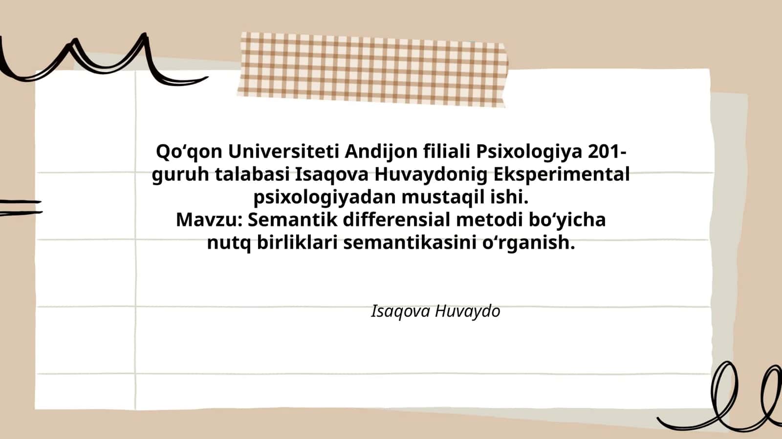 Semantik differensial metodi boʻyicha nutq birliklari semantikasini oʻrganish