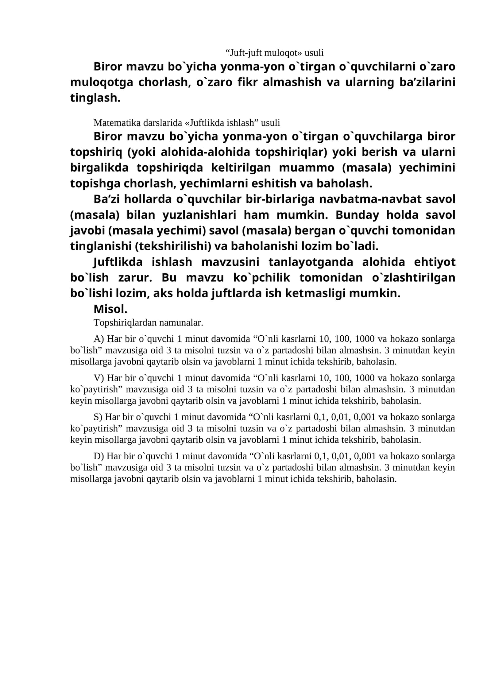 Juft-juft muloqot usuli