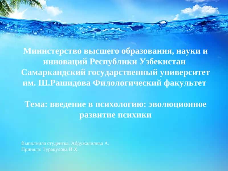 Введение в психологию: эволюционное развитие психики