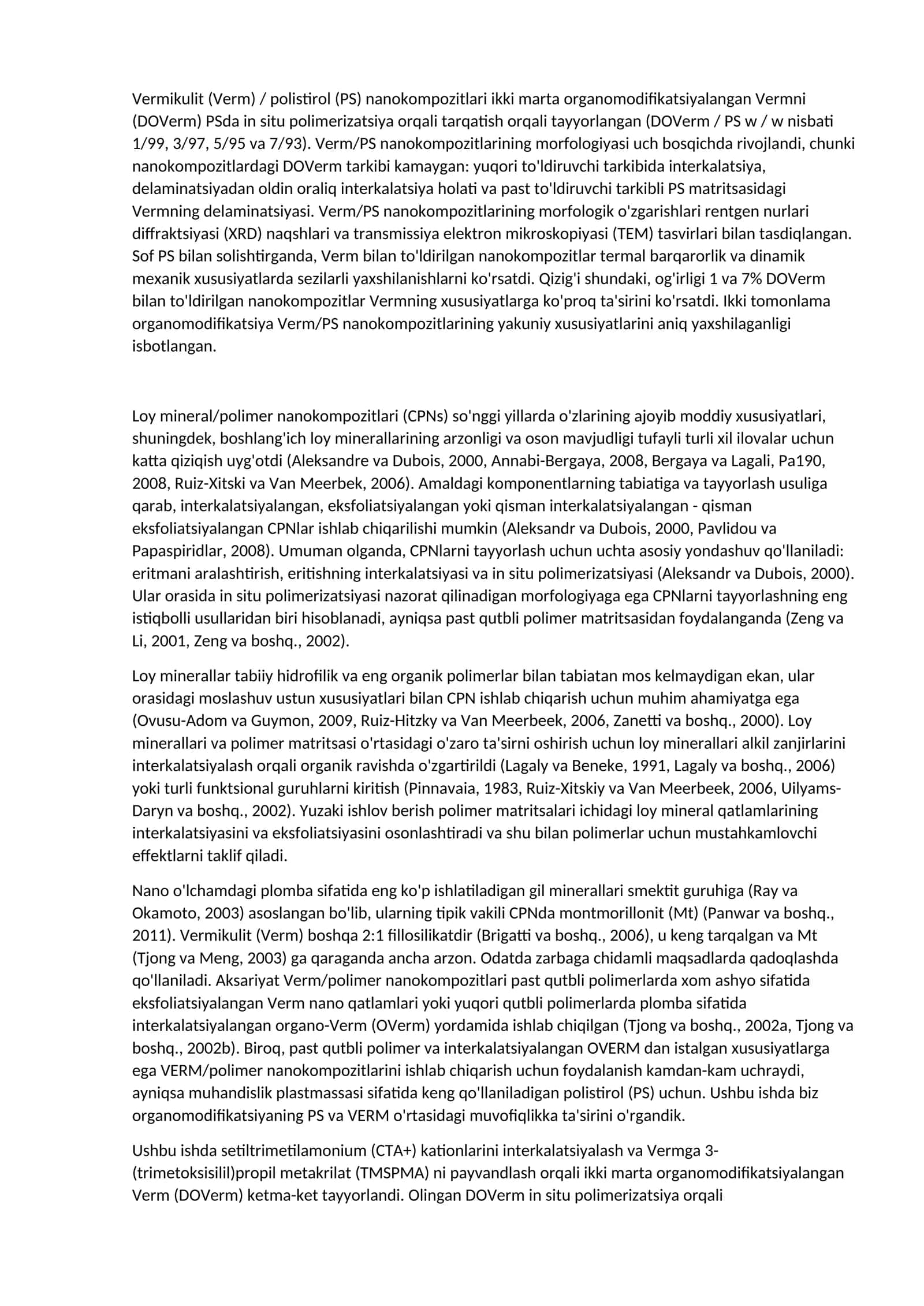 Vermikulit / polistirol nanokompozitlari