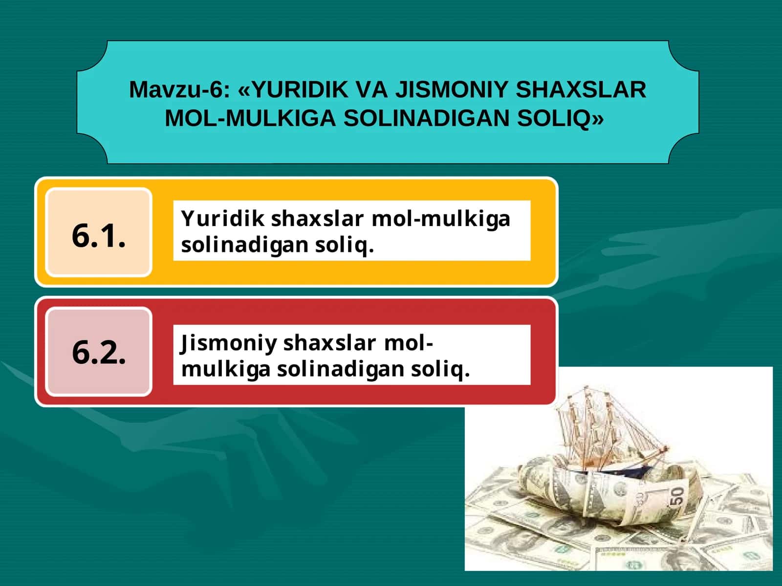 YURIDIK VA JISMONIY SHAXSLAR MOL-MULKIGA SOLINADIGAN SOLIQ