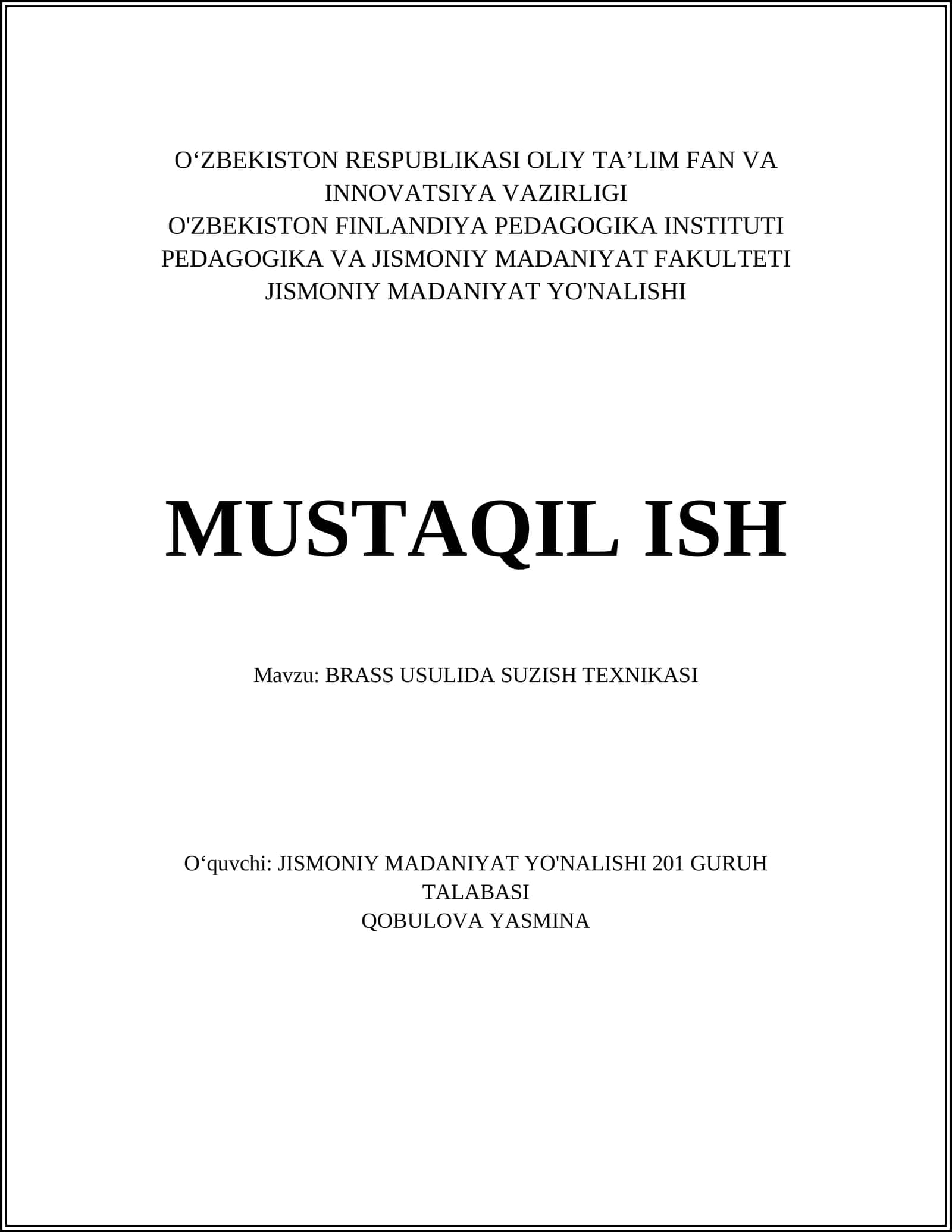 BRASS USULIDA SUZISH TEXNIKASI