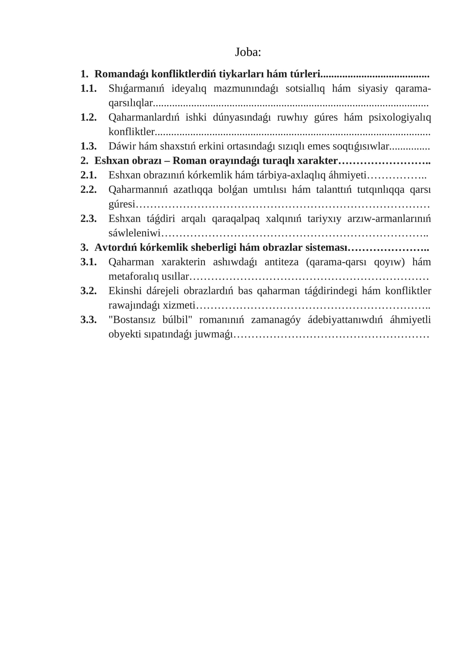 Romandaǵı konfliktlerdiń tiykarları hám túrleri