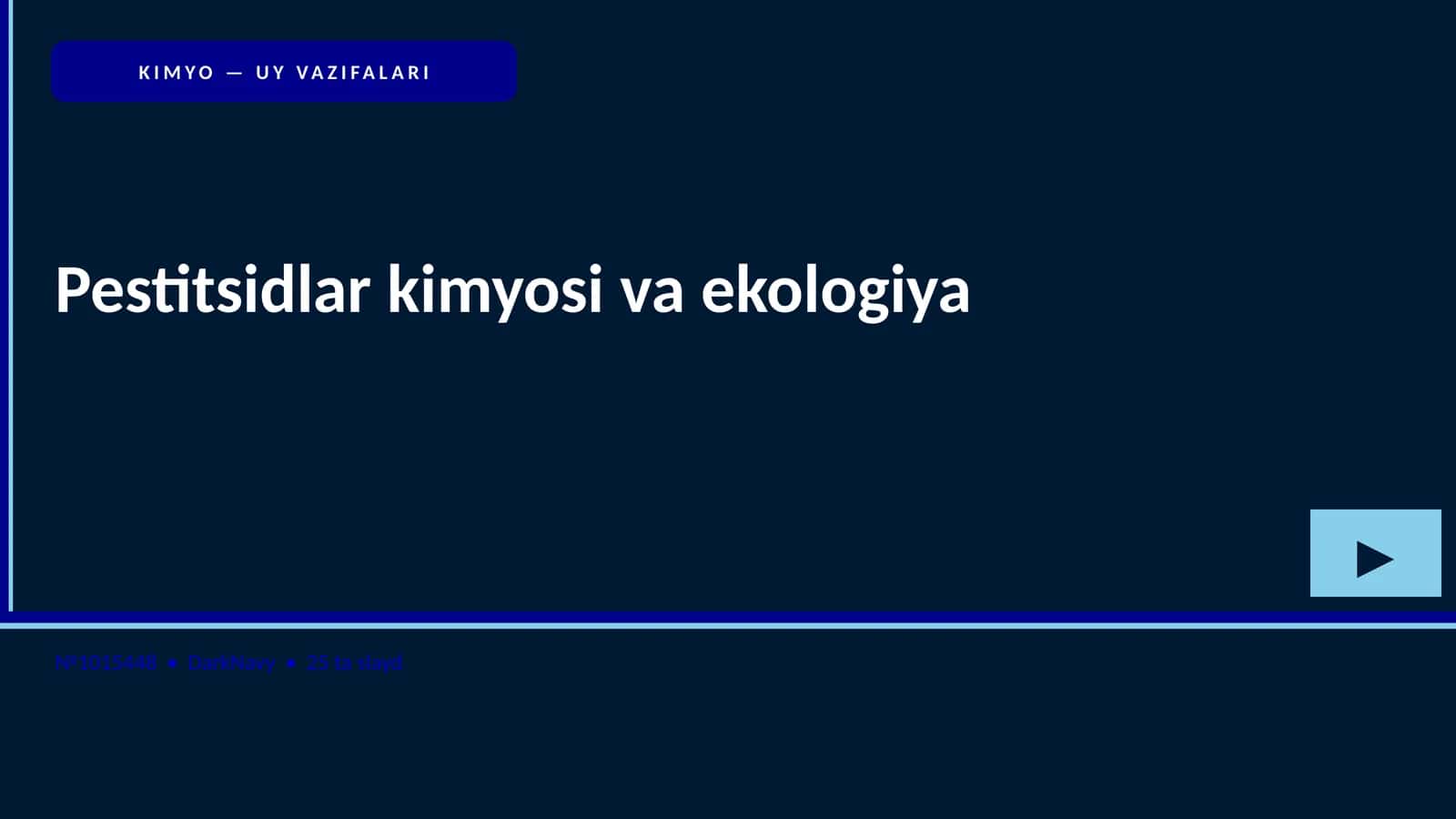 Pestitsidlar kimyosi va ekologiya