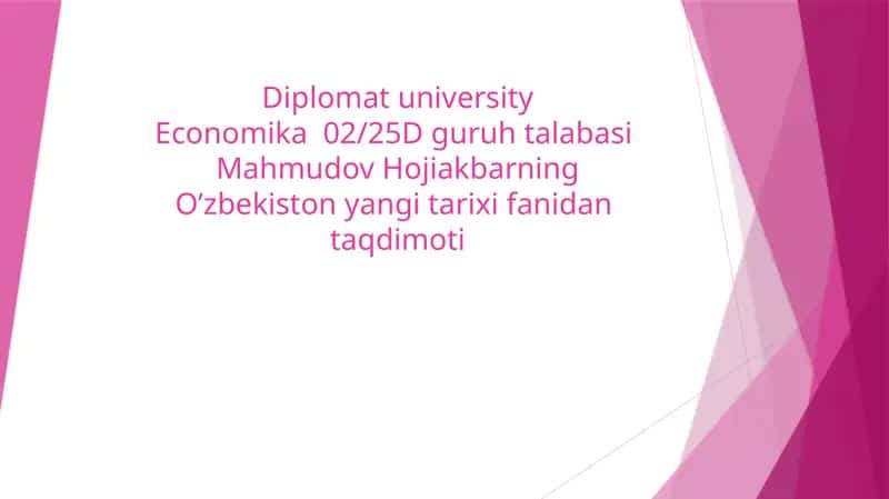 O‘zbekiston yangi tarixi fanidantaqdimoti