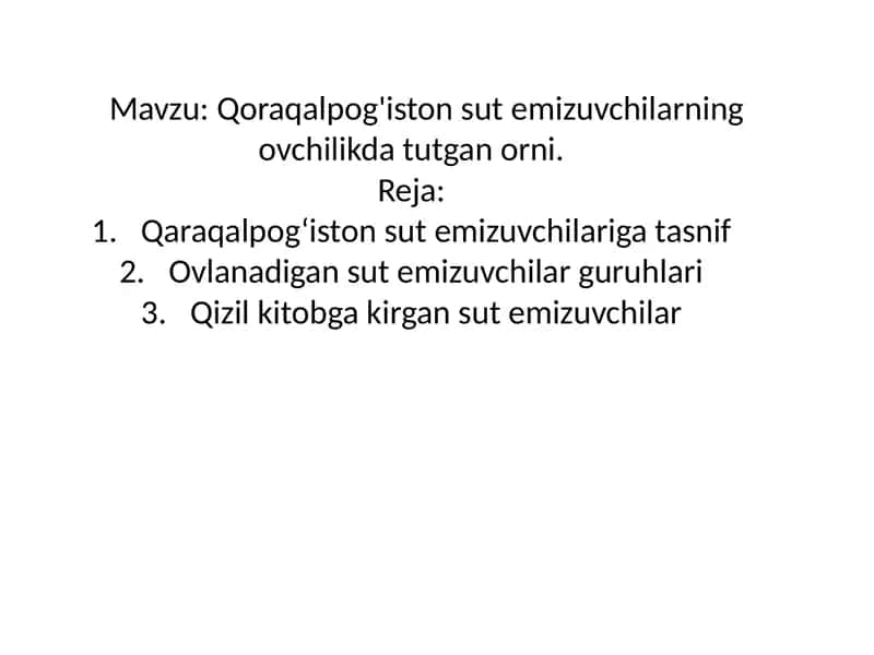 Sut emizuvchilarning ovchilikda ahamiyati