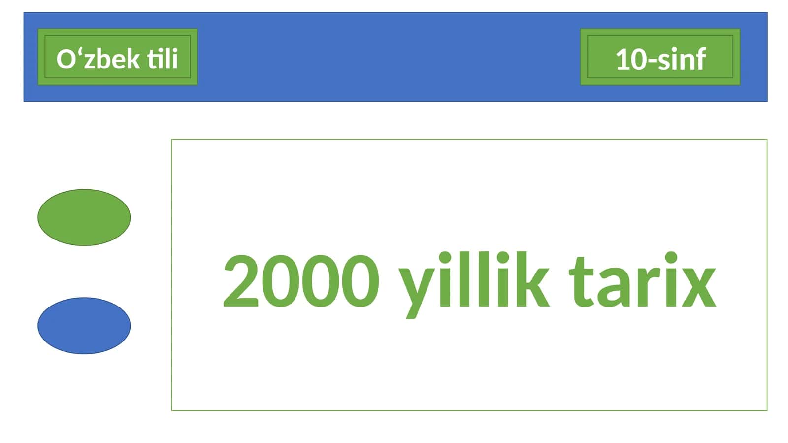 10-sinf O'zbek tili fanidan dars ishlanma. 2000 yillik tarix