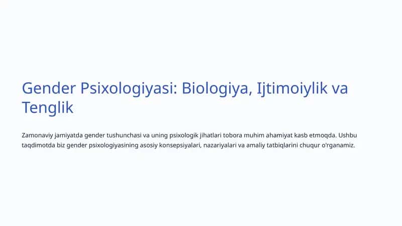 Gender Psixologiyasi