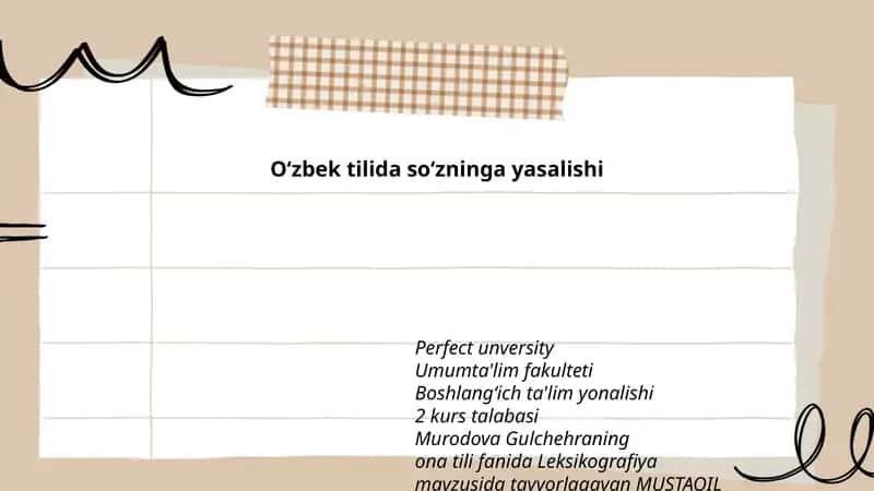 Leksikografiya mavzusida tayyorlagan MUSTAQIL ISHI