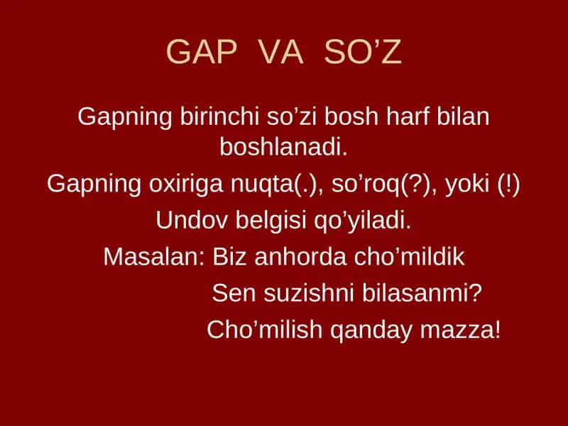 GAP VA SO’Z