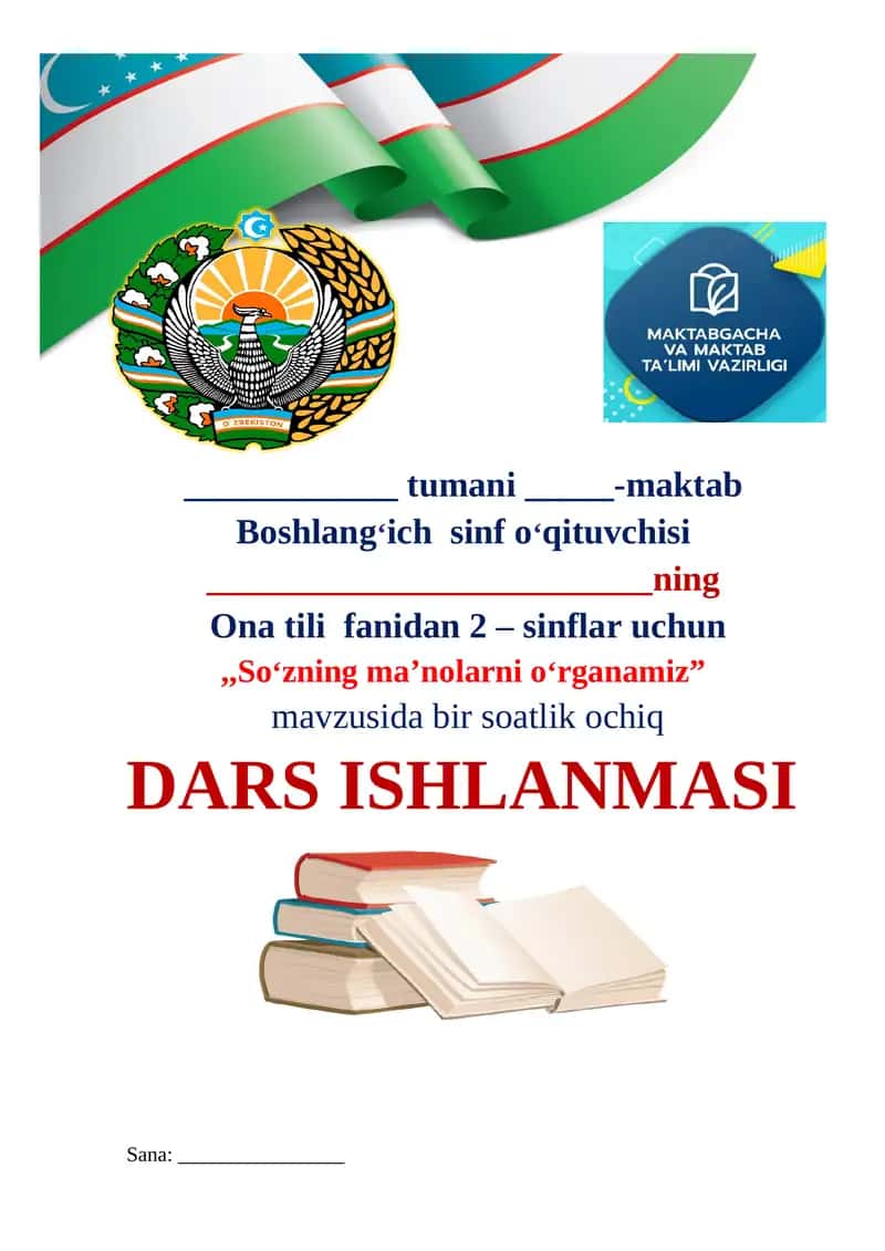 Bir soatlik namunaviy ochiq dars ishlanma