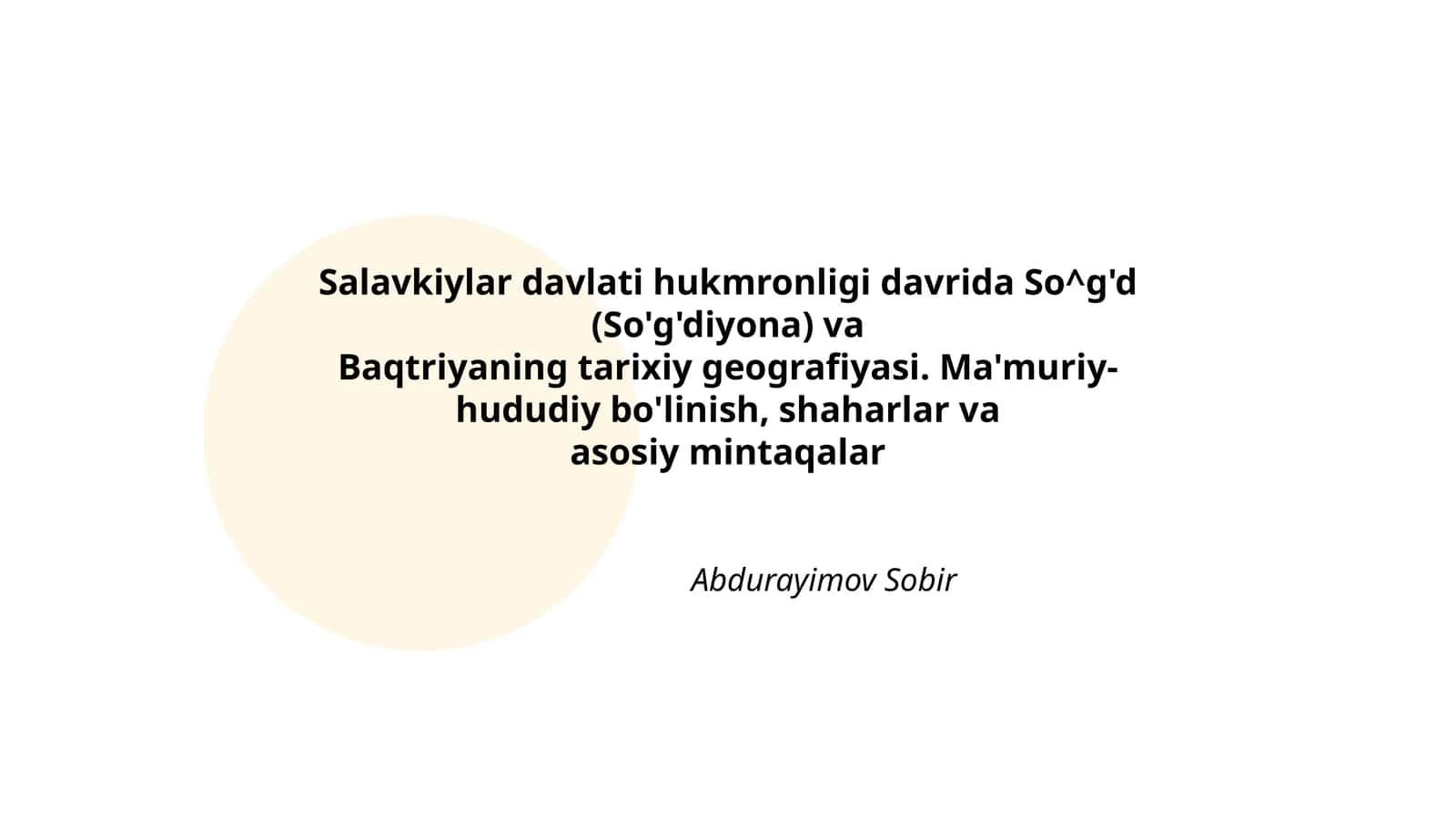 So^g'd va Baqtriyaning Tarixiy Geografiyasi