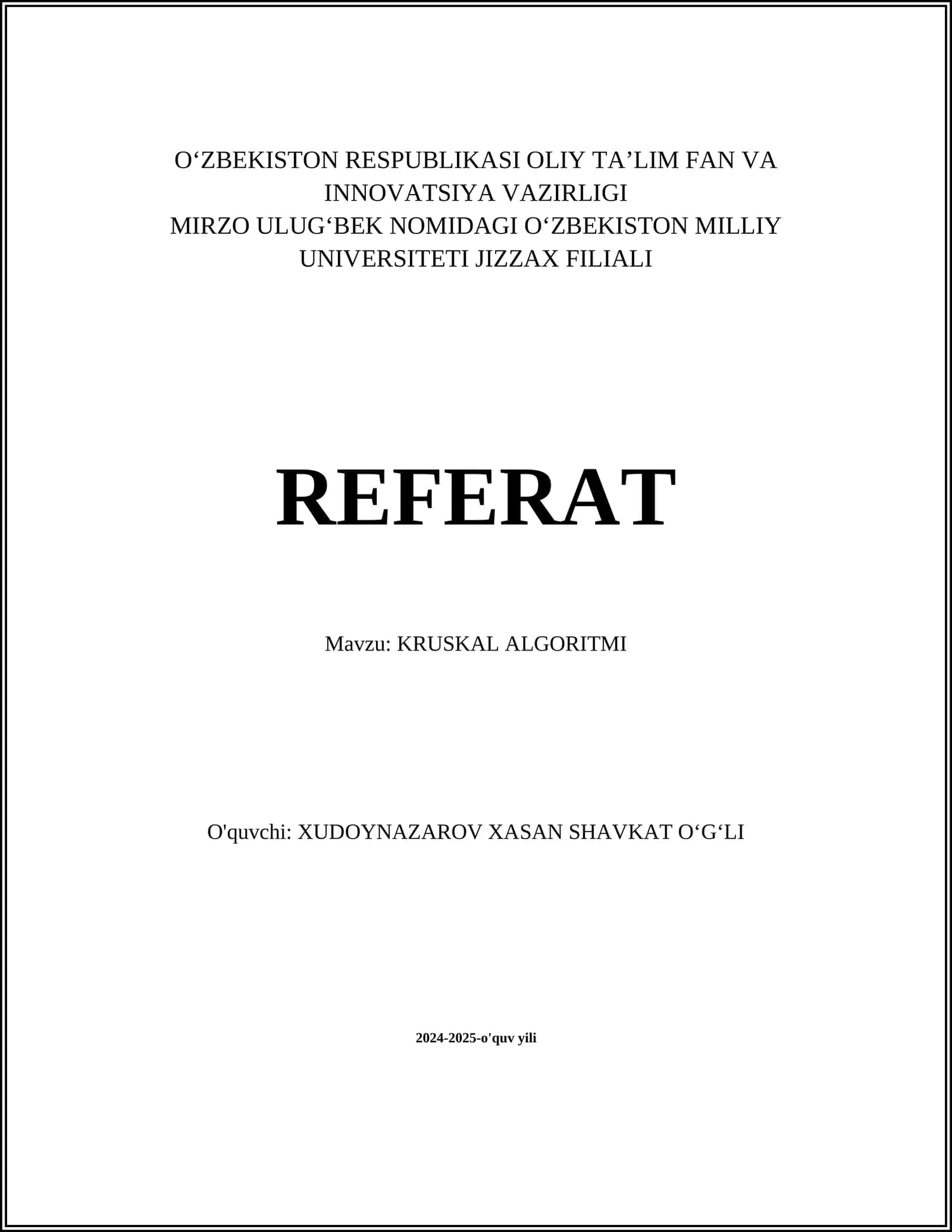KRUSKAL ALGORITMI