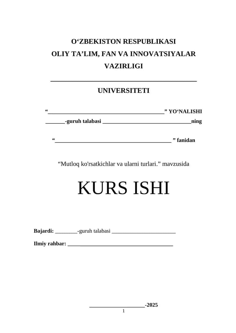 Mutloq ko'rsatkichlar va ularni turlari