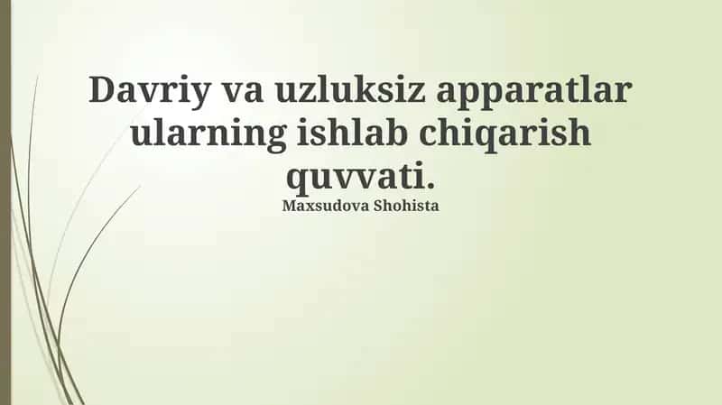 Davriy va Uzluksiz Mashinalar