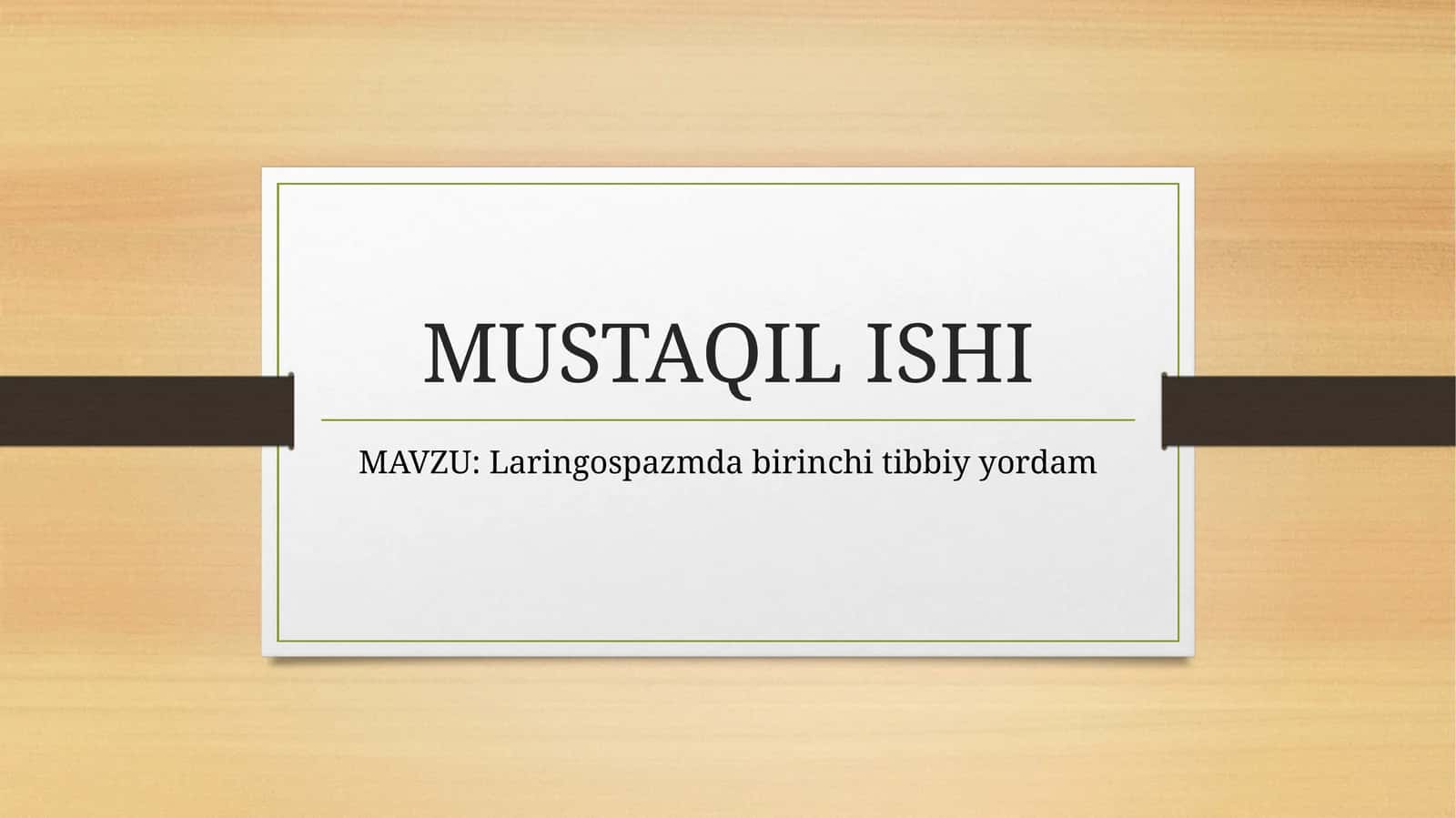 Laringospazmda birinchi tibbiy yordam