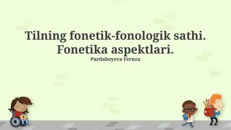 Fonetika va Fonologiyaga Kirish