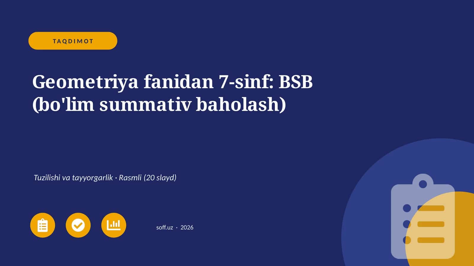 Geometriya fanidan 7-sinf: BSB (bo'lim summativ baholash)