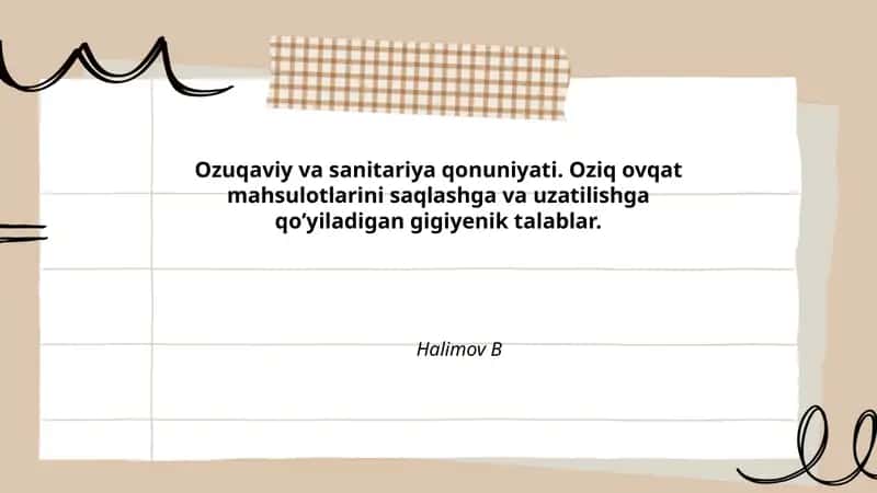 Oziq-ovqat va sanitariya qonuniyati