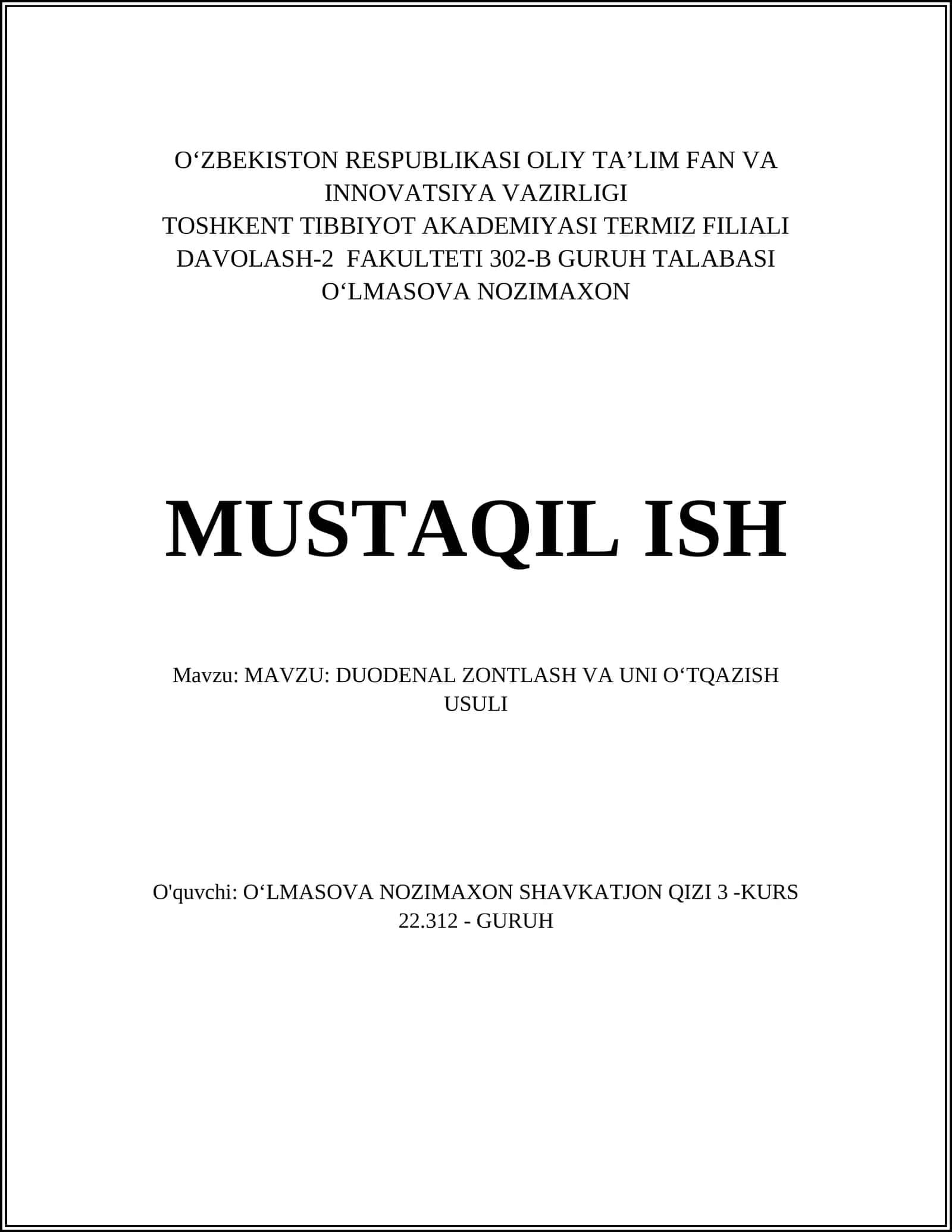 Duodenal zonalash