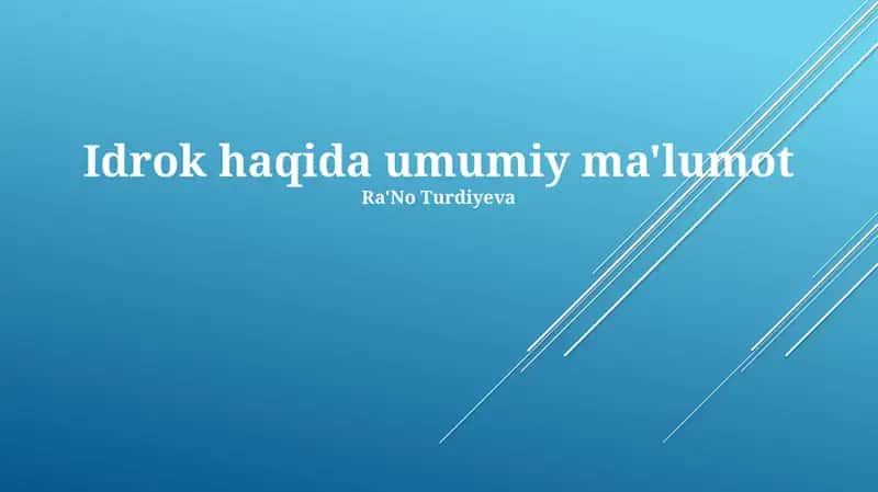 Idrok haqida umumiy ma'lumot