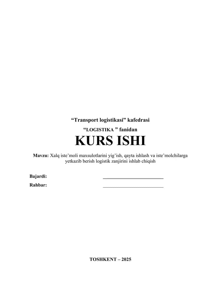 Logistika kurs ishi